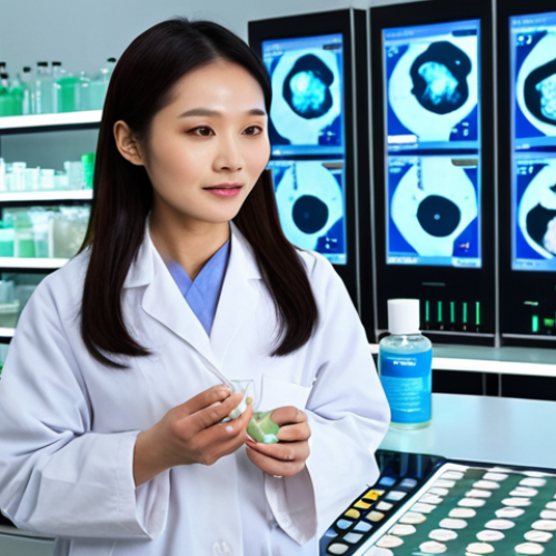 Home 7 **Prompt:** A vibrant, futuristic laboratory setting where traditional Hanbang ingredients like Ginseng and Rehmannia are being scientifically analyzed using advanced bio-engineering equipment. The scene should convey innovation and precision, with sleek glass vials and glowing data screens. In the foreground, a diverse Malaysian woman, with visibly radiant and healthy skin, confidently applies a Hanbang essence, emphasizing proven efficacy and modern results.
**Keywords:** Modern Hanbang, scientific research, bio-engineering, traditional herbs, radiant Malaysian skin, clinical efficacy, innovative beauty, sophisticated lab, advanced skincare.